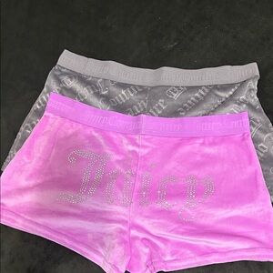 Juicy Couture Purple and Gray Velour Shorts with Rhinestones